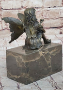 Young Fairy Girl Angel Winged Figure on Marble Base by Milo