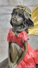 Colorful Winged Fairy Girl Bronze Sculpture by Milo
