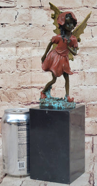Colorful Fairy Angel Girl Bronze Figure on Marble Base