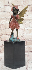 Colorful Fairy Angel Girl Bronze Figure on Marble Base