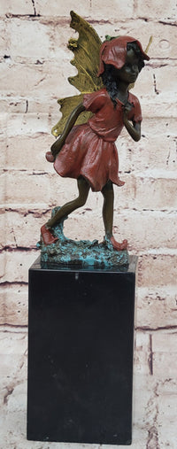 Colorful Fairy Angel Girl Bronze Figure on Marble Base