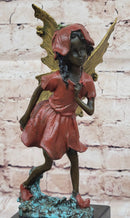 Colorful Fairy Angel Girl Bronze Figure on Marble Base