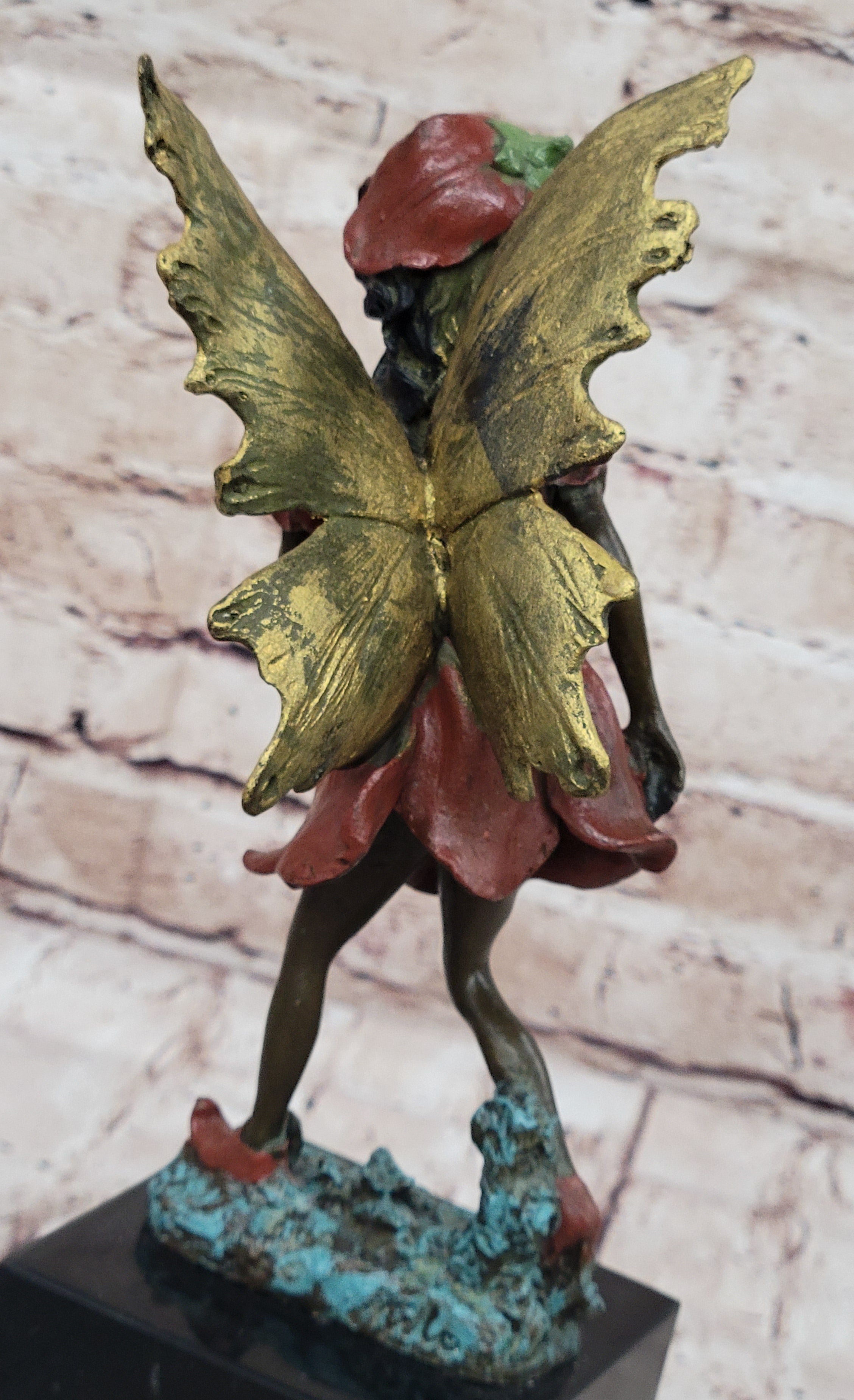 Colorful Fairy Angel Girl Bronze Figure on Marble Base