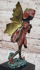 Colorful Fairy Angel Girl Bronze Figure on Marble Base