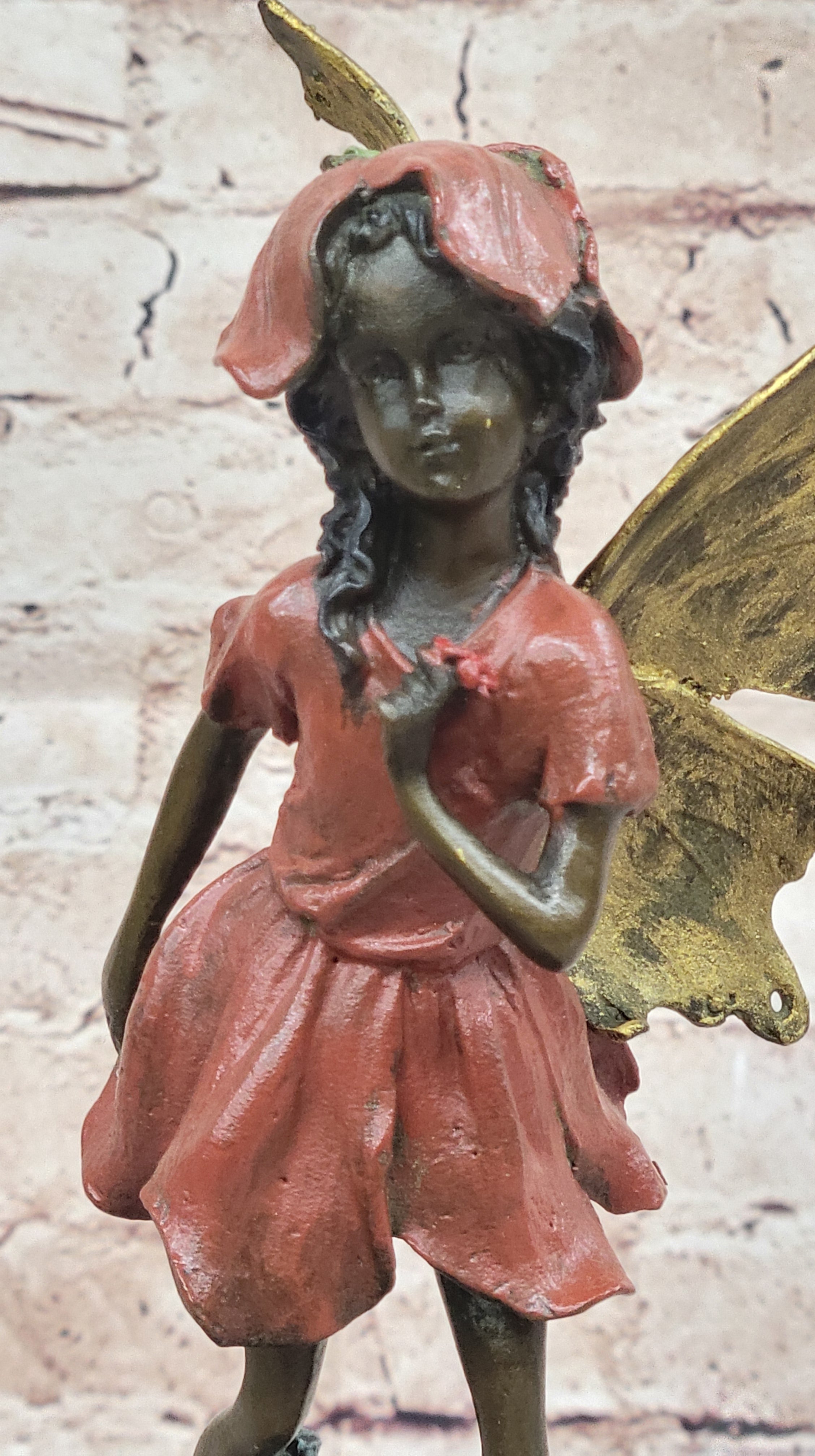Colorful Fairy Angel Girl Bronze Figure on Marble Base