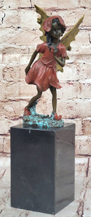 Colorful Fairy Angel Girl Bronze Figure on Marble Base