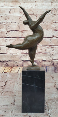 Abstract Curvy Nude Female Figure Dancer on Marble Base by Milo