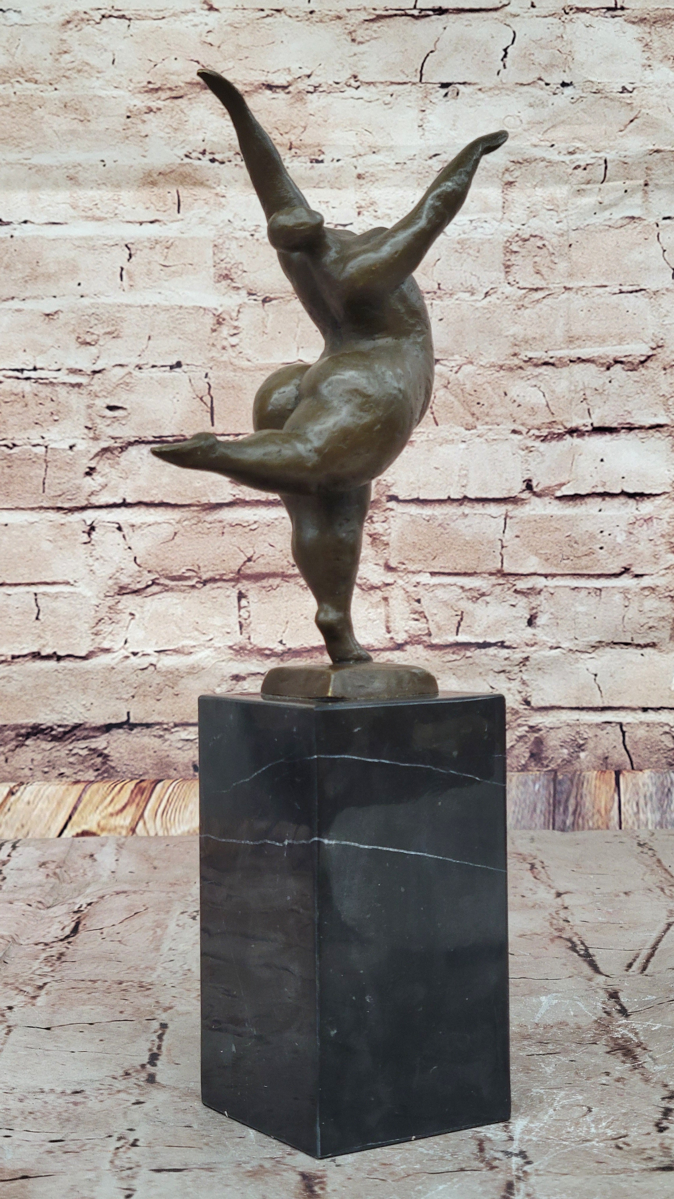 Abstract Curvy Nude Female Figure Dancer on Marble Base by Milo