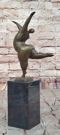 Abstract Curvy Nude Female Figure Dancer on Marble Base by Milo
