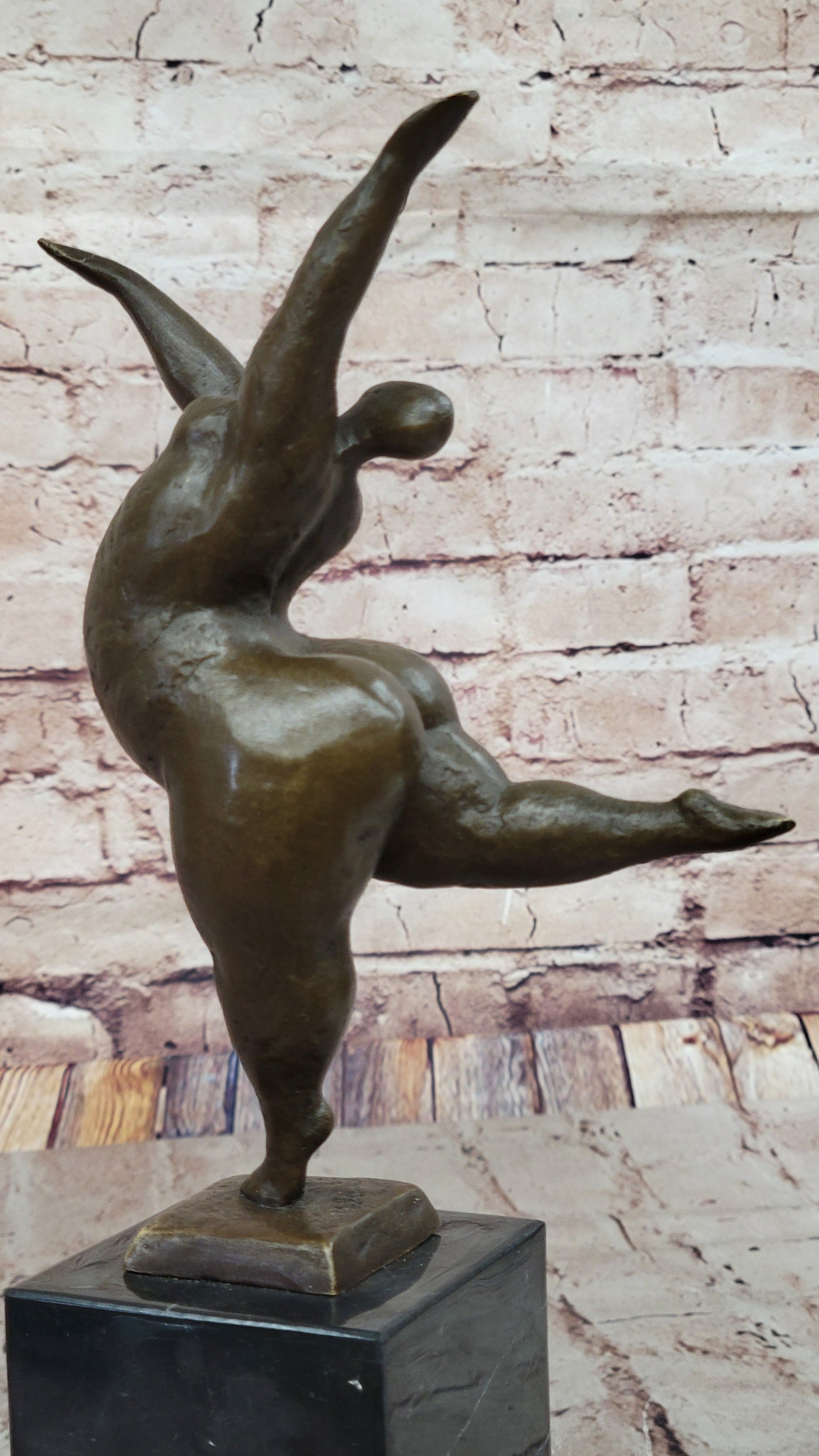 Abstract Curvy Nude Female Figure Dancer on Marble Base by Milo