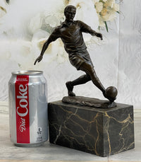 European Football Player Bronze Figure Soccer Ball Hot Cast D