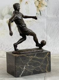 European Football Player Bronze Figure Soccer Ball Hot Cast D