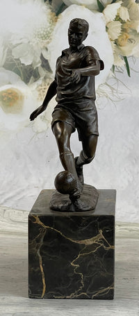 European Football Player Bronze Figure Soccer Ball Hot Cast D