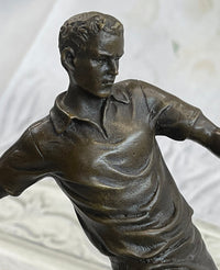 European Football Player Bronze Figure Soccer Ball Hot Cast D