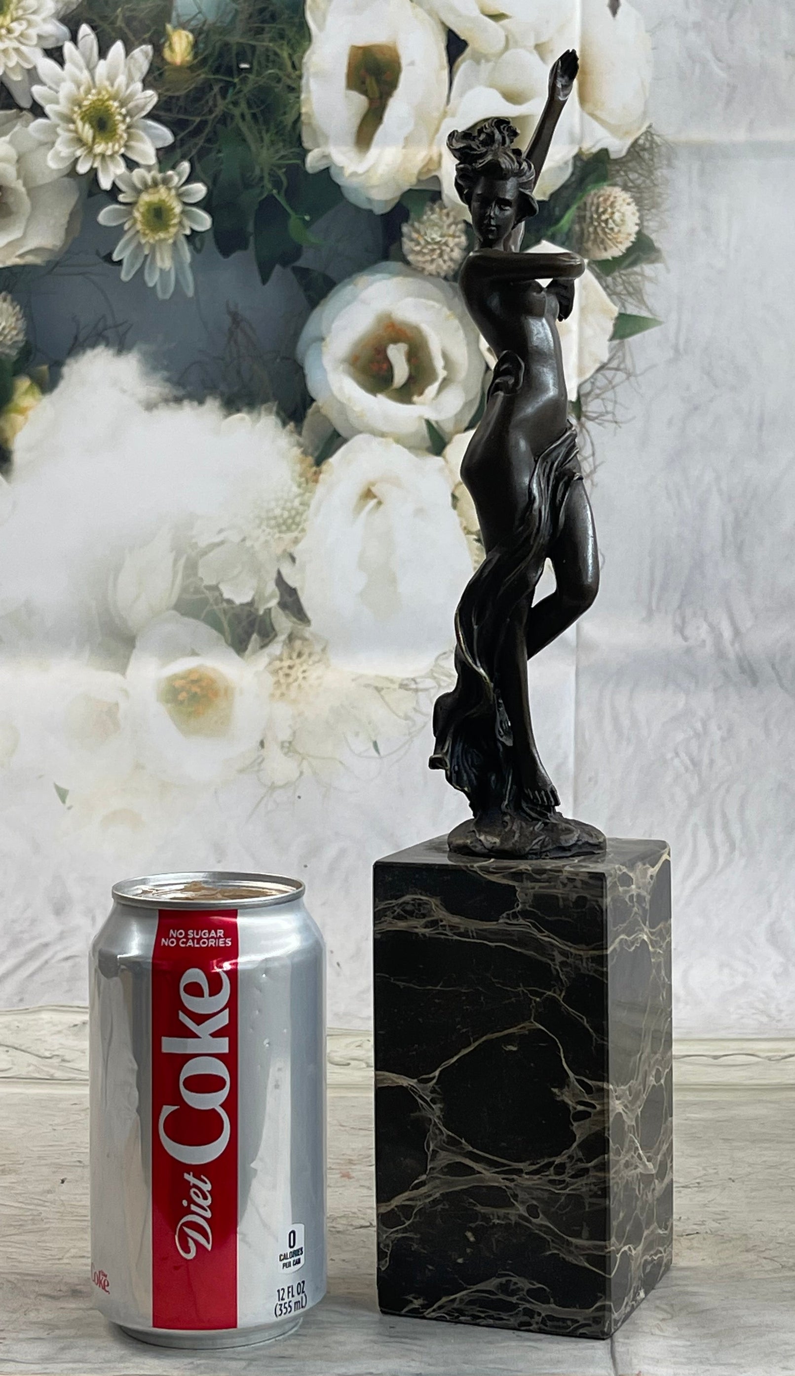 Classical Nude Female Figure Striking a Pose Bronze Sculpture