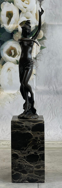 Classical Nude Female Figure Striking a Pose Bronze Sculpture