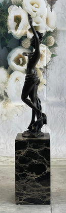 Classical Nude Female Figure Striking a Pose Bronze Sculpture