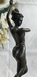 Classical Nude Female Figure Striking a Pose Bronze Sculpture