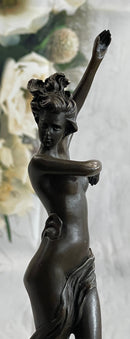 Classical Nude Female Figure Striking a Pose Bronze Sculpture