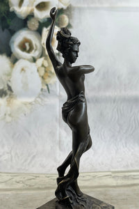Classical Nude Female Figure Striking a Pose Bronze Sculpture