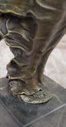 Nude Girl w/ Dress Blowing in the Wind Bronze Sculpture Statue Figure Signed Art