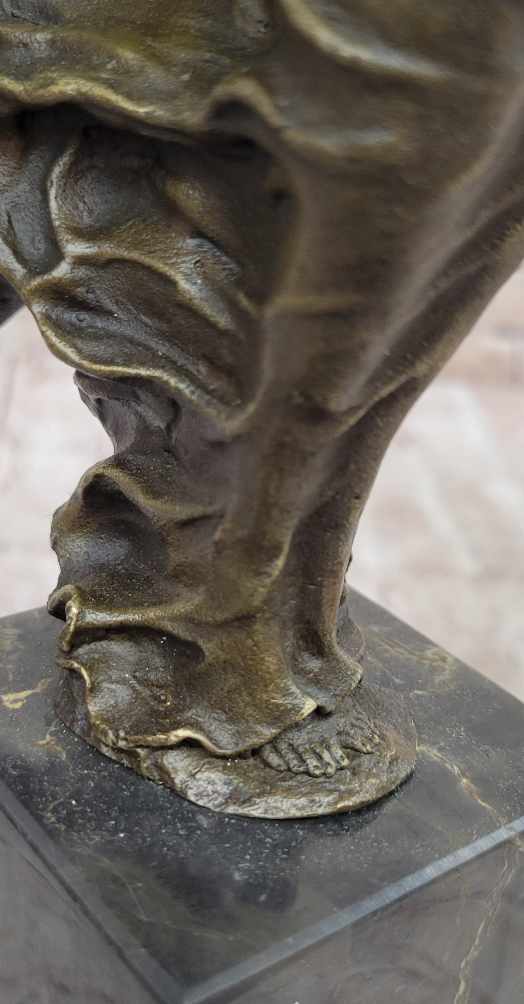 Nude Girl w/ Dress Blowing in the Wind Bronze Sculpture Statue Figure Signed Art