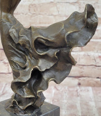 Nude Girl w/ Dress Blowing in the Wind Bronze Sculpture Statue Figure Signed Art