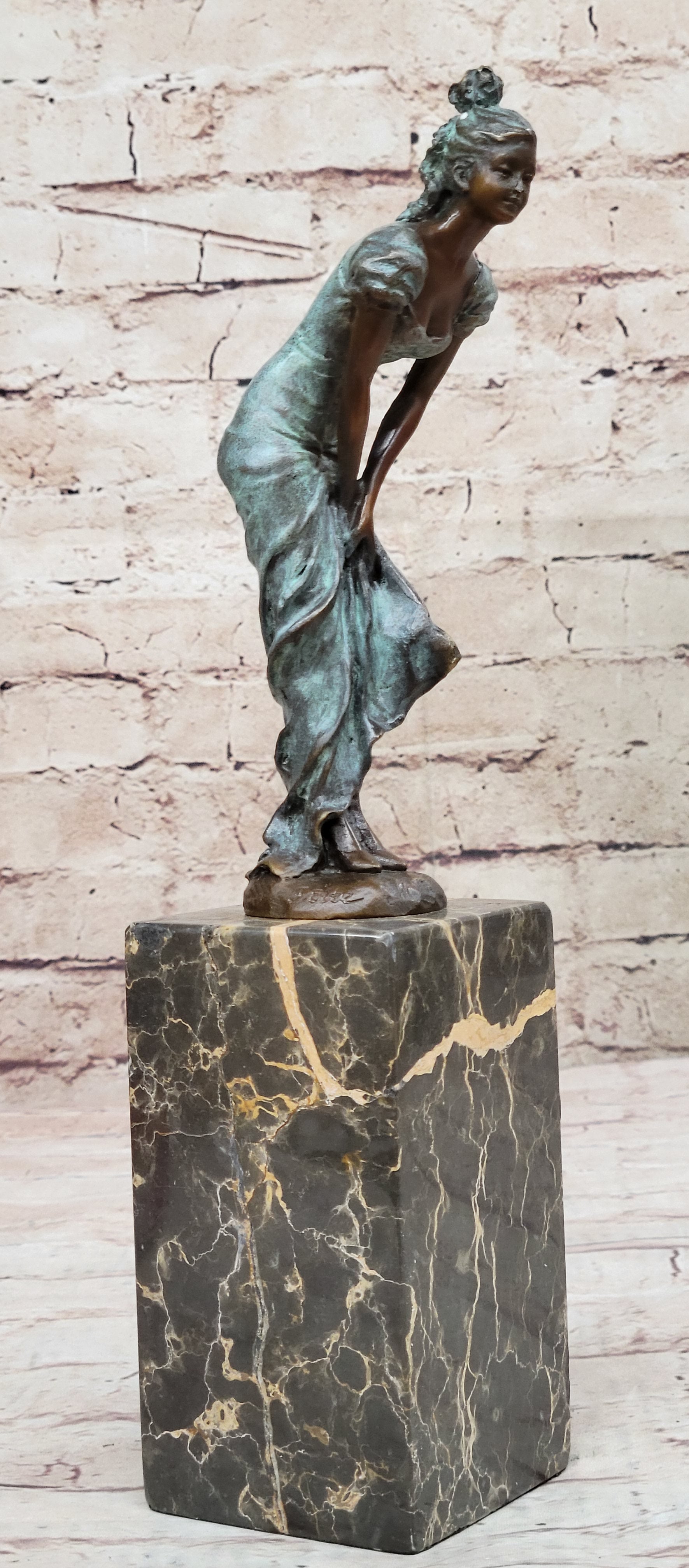Vintage Bronze Bookend Art Deco Sculpture Marble Milo