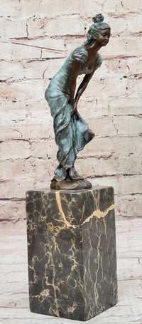 Vintage Bronze Bookend Art Deco Sculpture Marble Milo