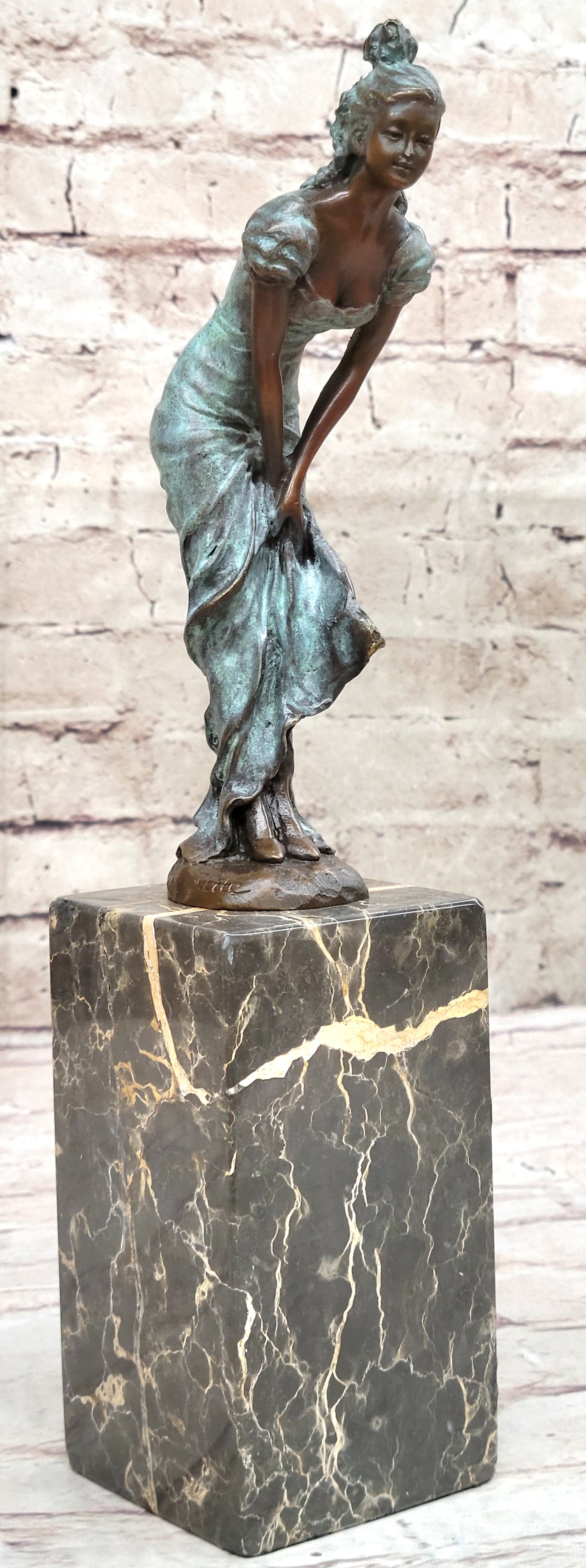 Vintage Bronze Bookend Art Deco Sculpture Marble Milo