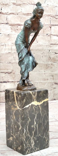 Vintage Bronze Bookend Art Deco Sculpture Marble Milo
