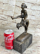 Milo Kids Playing Leap Frog Bronze Sculpture Hot Cast Marble Base