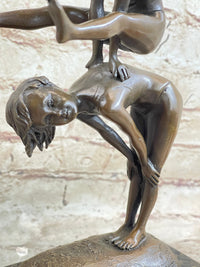 Milo Kids Playing Leap Frog Bronze Sculpture Hot Cast Marble Base