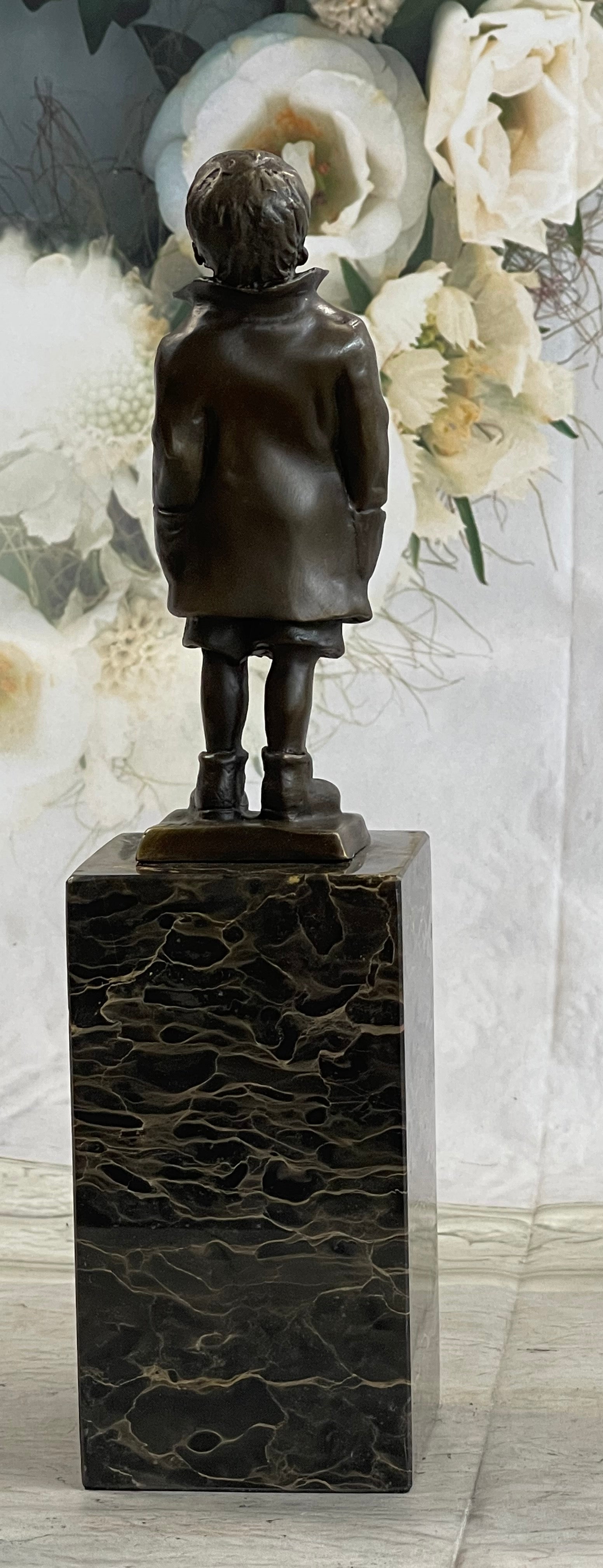 Boy in Rain Genuine Bronze Sculpture Bookend