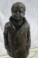 Boy in Rain Genuine Bronze Sculpture Bookend