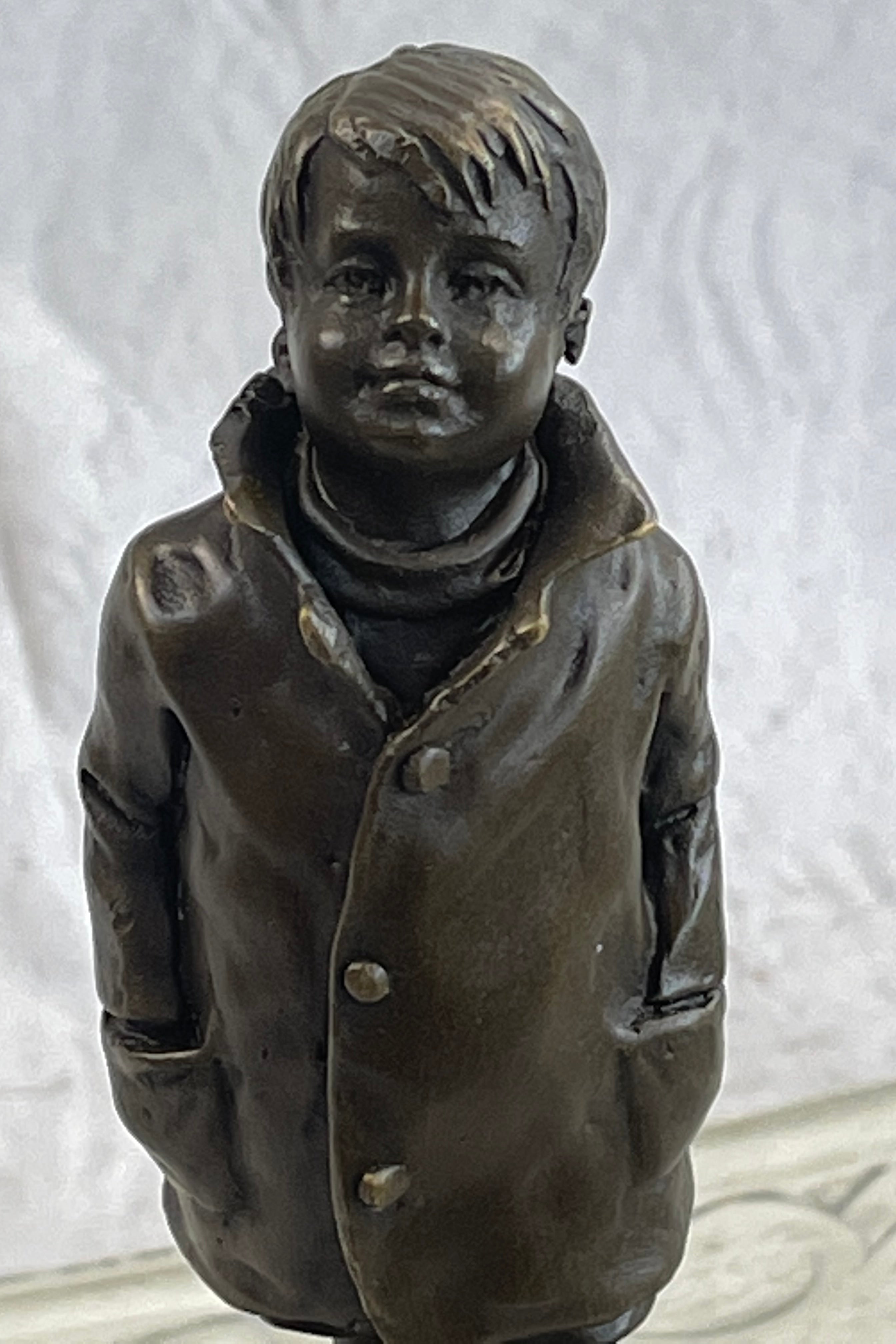 Boy in Rain Genuine Bronze Sculpture Bookend