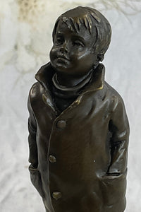 Boy in Rain Genuine Bronze Sculpture Bookend
