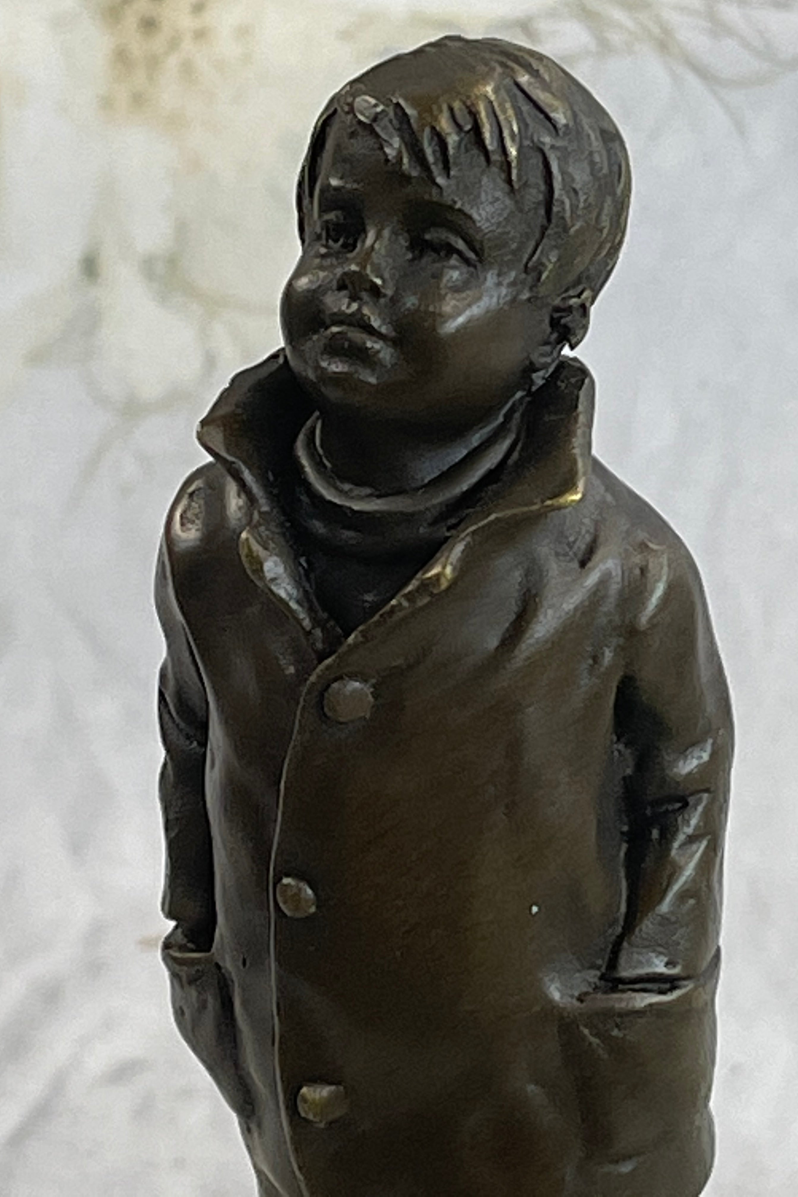 Boy in Rain Genuine Bronze Sculpture Bookend