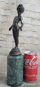Signed Moreau Bronze Sculpture Young Girl Nude Art Deco Nouveau