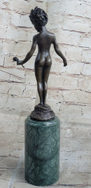 Signed Moreau Bronze Sculpture Young Girl Nude Art Deco Nouveau