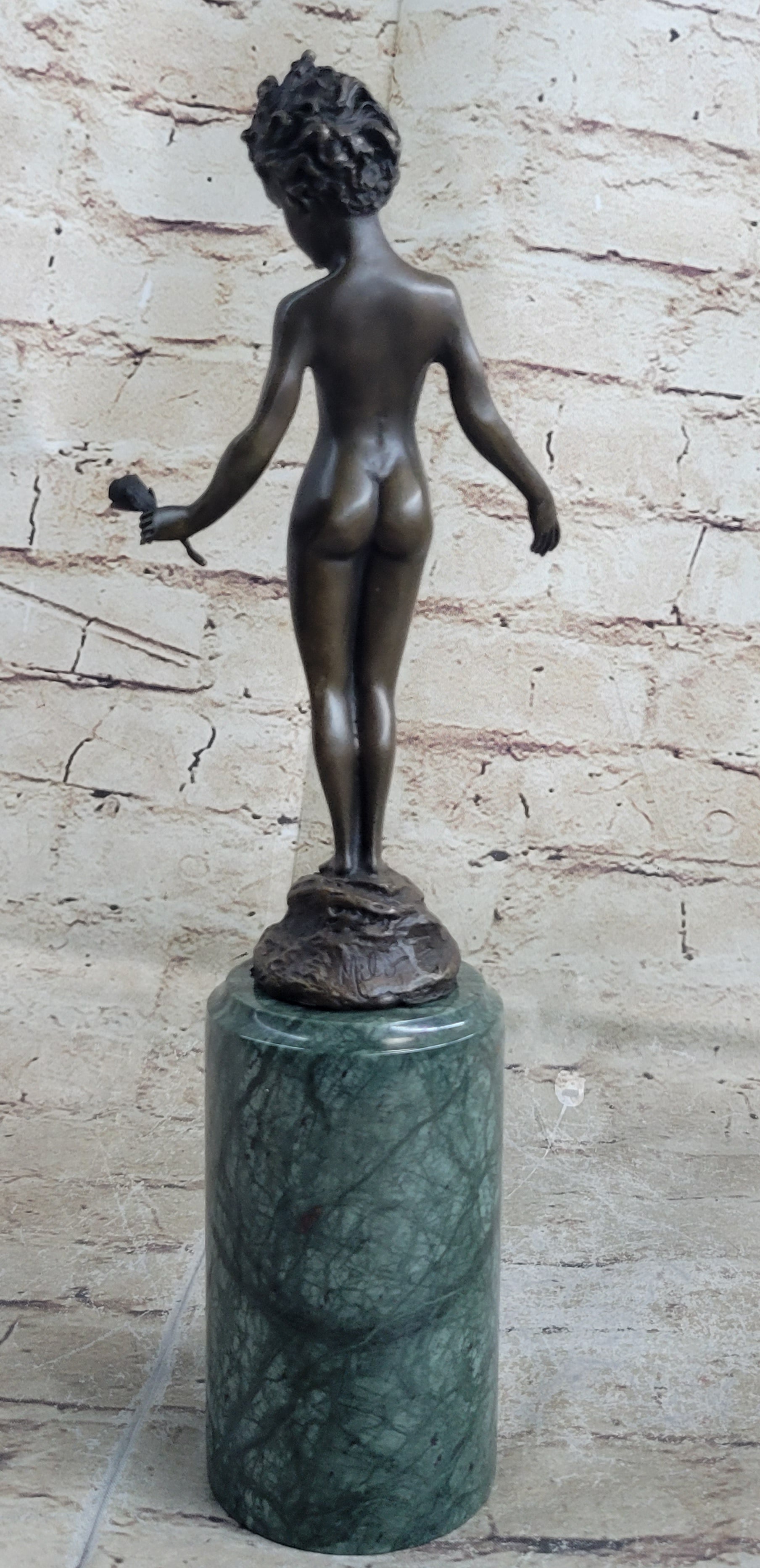 Signed Moreau Bronze Sculpture Young Girl Nude Art Deco Nouveau
