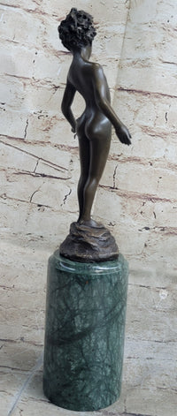 Signed Moreau Bronze Sculpture Young Girl Nude Art Deco Nouveau