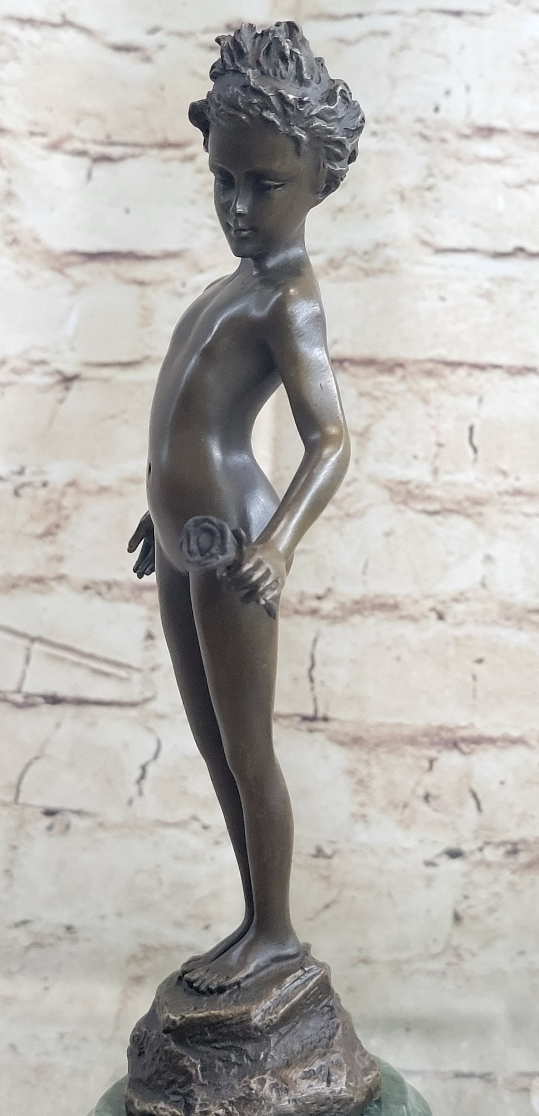 Signed Moreau Bronze Sculpture Young Girl Nude Art Deco Nouveau