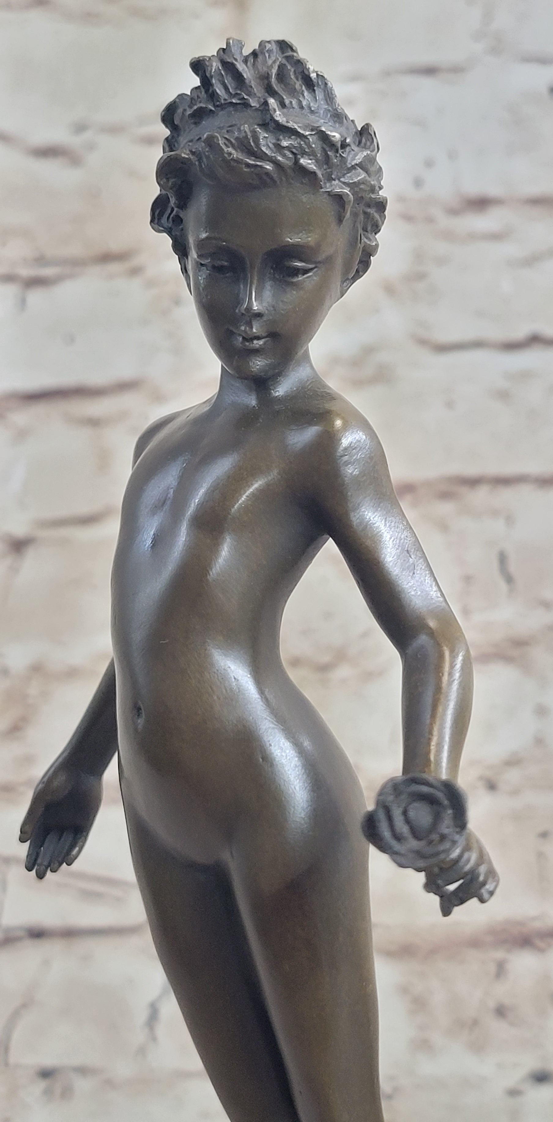 Signed Moreau Bronze Sculpture Young Girl Nude Art Deco Nouveau