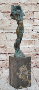 Semi Nude Figure of Girl Removing Her Shirt - Bronze Figure Sculpture J. Erte Art Deco