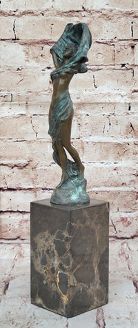Semi Nude Figure of Girl Removing Her Shirt - Bronze Figure Sculpture J. Erte Art Deco