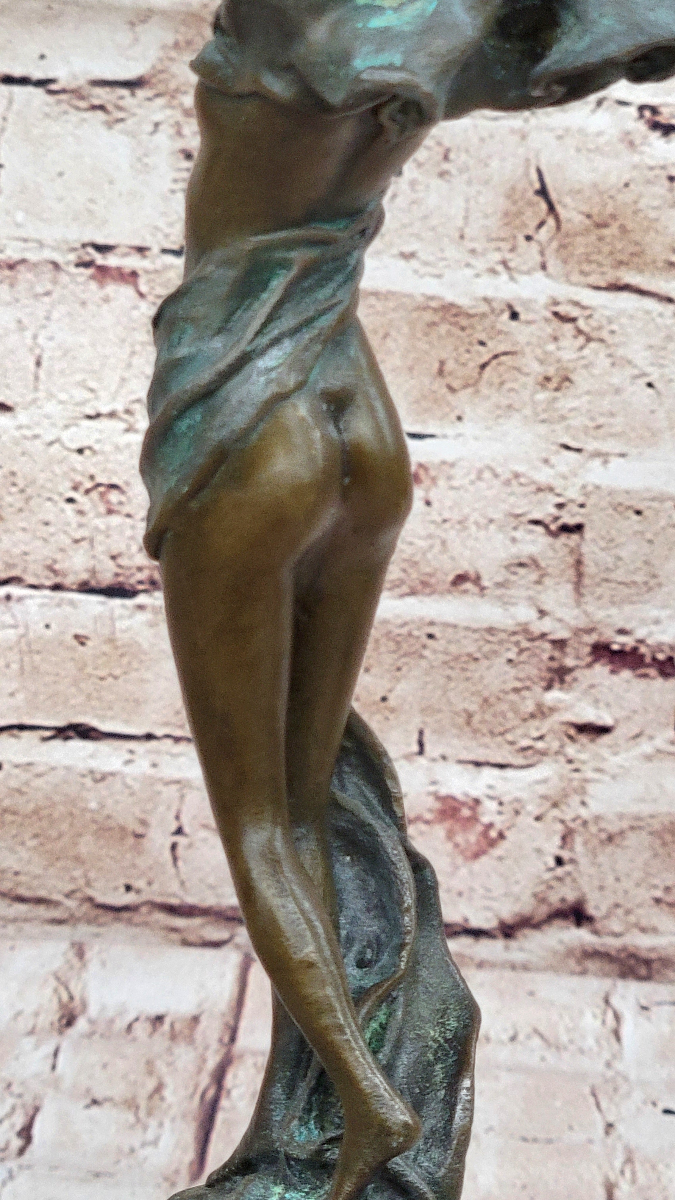 Semi Nude Figure of Girl Removing Her Shirt - Bronze Figure Sculpture J. Erte Art Deco