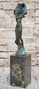 Semi Nude Figure of Girl Removing Her Shirt - Bronze Figure Sculpture J. Erte Art Deco