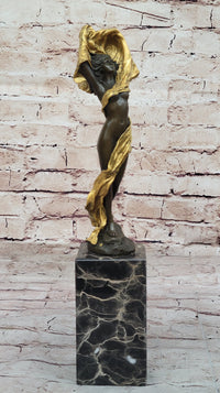 Sexy Girl with Loose Clothing Over Her Head - Bronze Sculpture by Milo