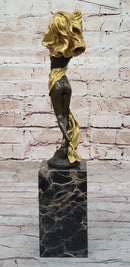 Sexy Girl with Loose Clothing Over Her Head - Bronze Sculpture by Milo